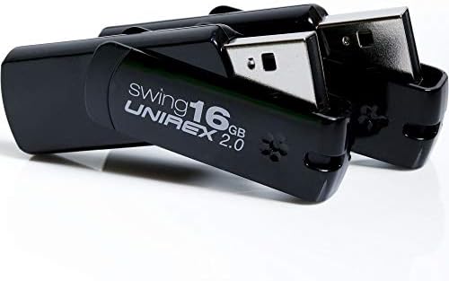 UNIREX 2 חבילה נדנדה 16GB USB 2.0 כונן אגודל, שחור | אחסון מקל זיכרון תואם למחשב, טאבלט או מחשב נייד